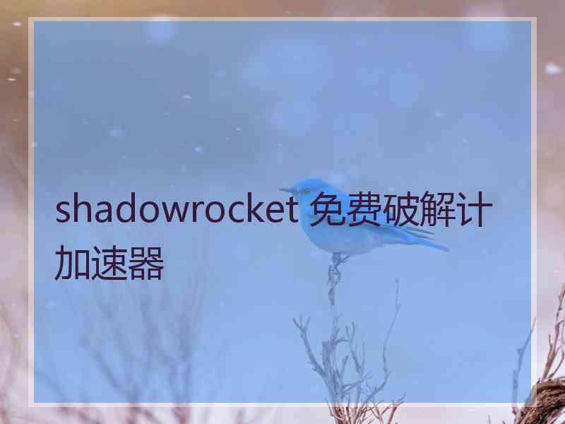 shadowrocket 免费破解计加速器