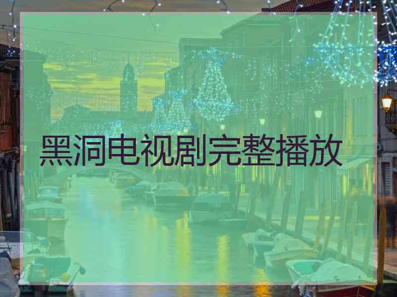 黑洞电视剧完整播放