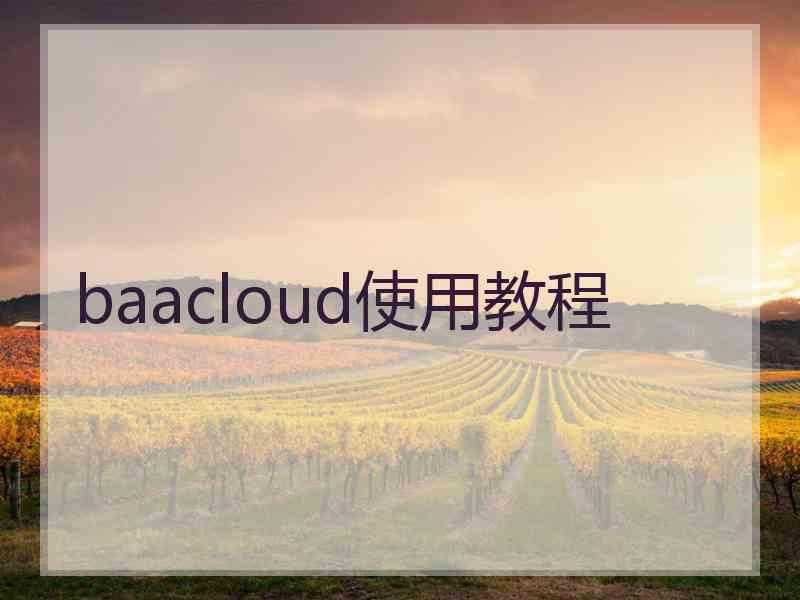 baacloud使用教程