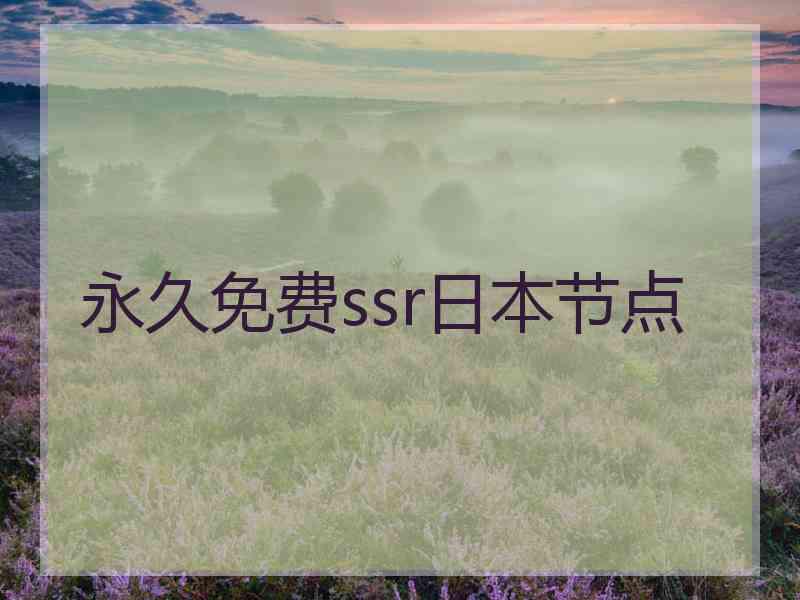 永久免费ssr日本节点