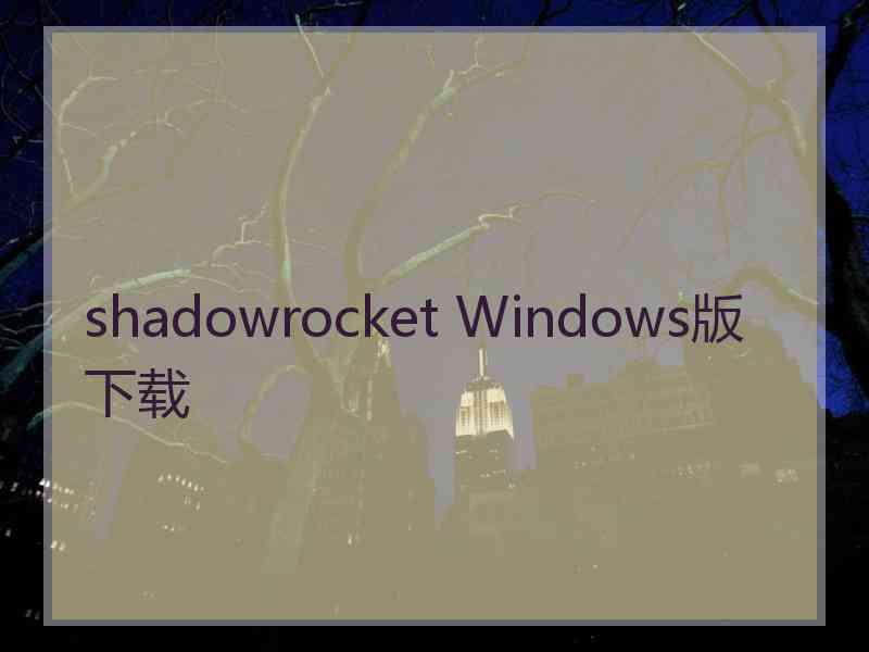 shadowrocket Windows版下载