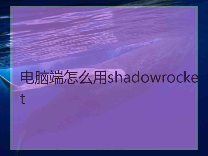 电脑端怎么用shadowrocket