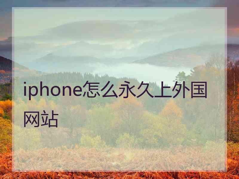 iphone怎么永久上外国网站