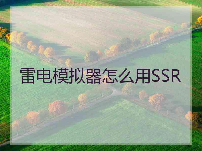 雷电模拟器怎么用SSR