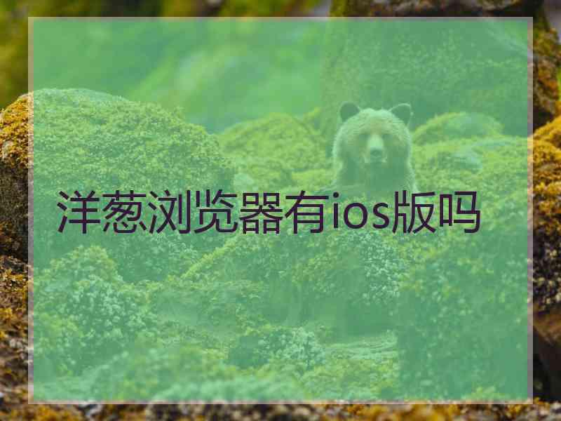 洋葱浏览器有ios版吗