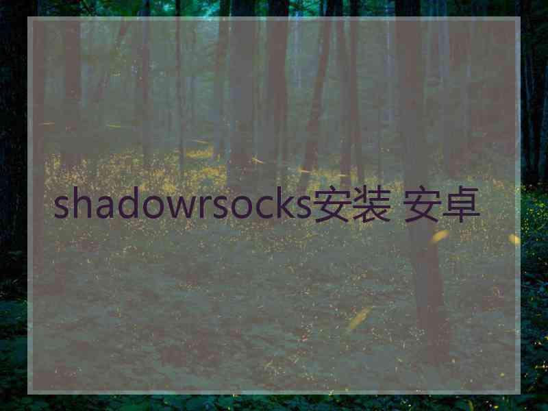 shadowrsocks安装 安卓