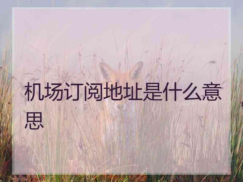 机场订阅地址是什么意思