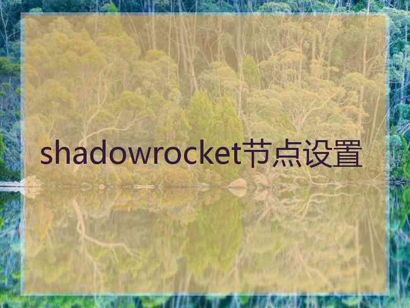 shadowrocket节点设置