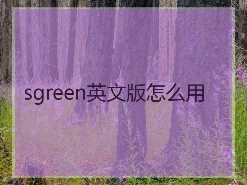 sgreen英文版怎么用